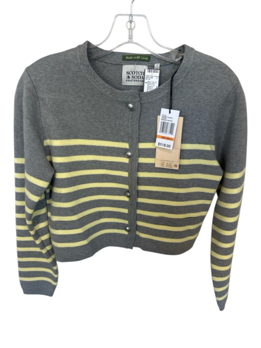 Scotch & Soda Size S Gray & Yellow Viscose Blend Long Sleeve Striped Jacket Gray & Yellow / S