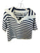 Tuckernuck Size S White & Navy Cotton Short Sleeve Striped Knit Collar Sweater White & Navy / S