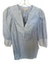 Rebecca Taylor Size M White & Blue Cotton & Linen Long Balloon Sleeve Top White & Blue / M