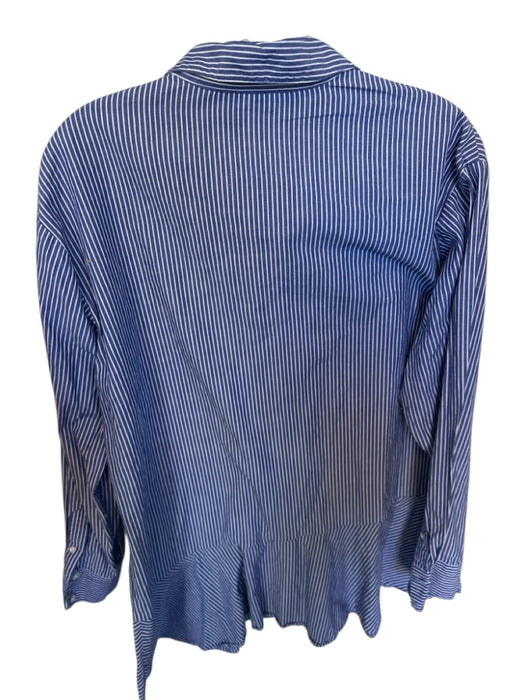 Veronica Beard Size 6 Blue & White Cotton Long Sleeve Striped Peplum Top Blue & White / 6