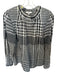 Tibi Size 6 White & Black Cotton Long Balloon Sleeve Plaid Drawstring Neck Top White & Black / 6
