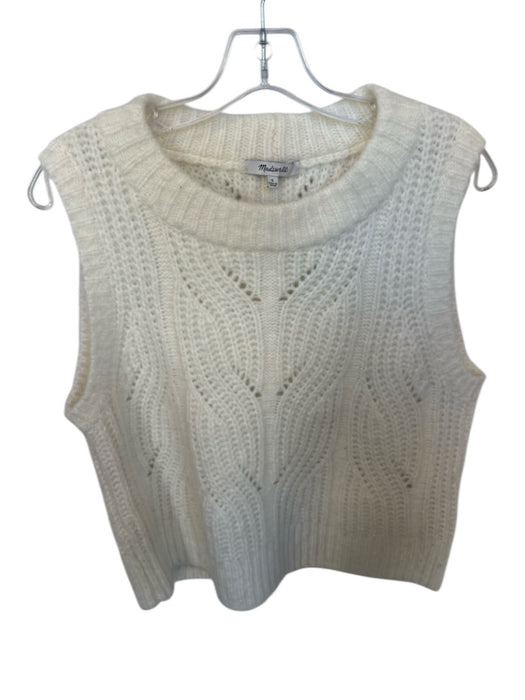 Madewell Size S Cream Acrylic Blend Cap Sleeve Chunky Knit Sweater Cream / S
