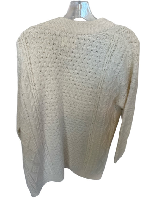 Sezane Size XS Cream Wool Blend Cable Knit Long Sleeve Open Front Sweater Cream / XS