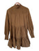 Veronica Beard Size 6 Brown Cotton Long Balloon Sleeve Rouched Mock Neck Dress Brown / 6