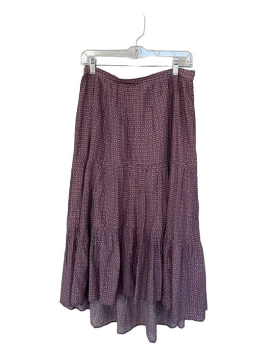 XiRENA Size M Purple & tan print Cotton & Silk Elastic Waist Kaleidoscope Skirt Purple & tan print / M