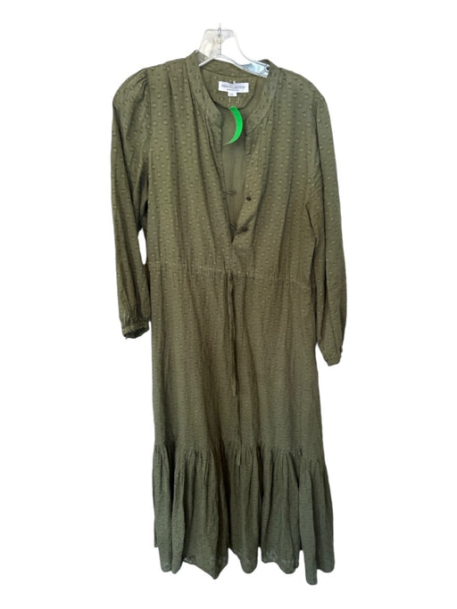 India Collection Emerson Fry Size M Olive Green Cotton Long Balloon Sleeve Dress Olive Green / M