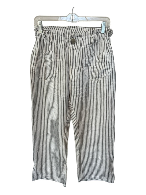 Emerson Fry Size M Gray & White Linen High Waist Striped Pants Gray & White / M