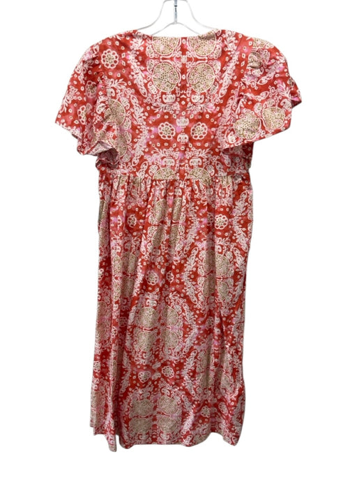 Maeve by ANTHROPOLGIE Size XXS Red, Brown, White Cotton Cap Sleeve Floral Dress Red, Brown, White / XXS