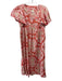 Maeve by ANTHROPOLGIE Size XXS Red, Brown, White Cotton Cap Sleeve Floral Dress Red, Brown, White / XXS