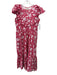 Mille Size XS Red & White Cotton Ruffle Cap Sleeve Floral Quarter Button Dress Red & White / XS