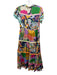 Celia B Size Small Blue, Purple, Yellow Rayon Blend Cap Sleeve Mixed Print Dress Blue, Purple, Yellow / Small