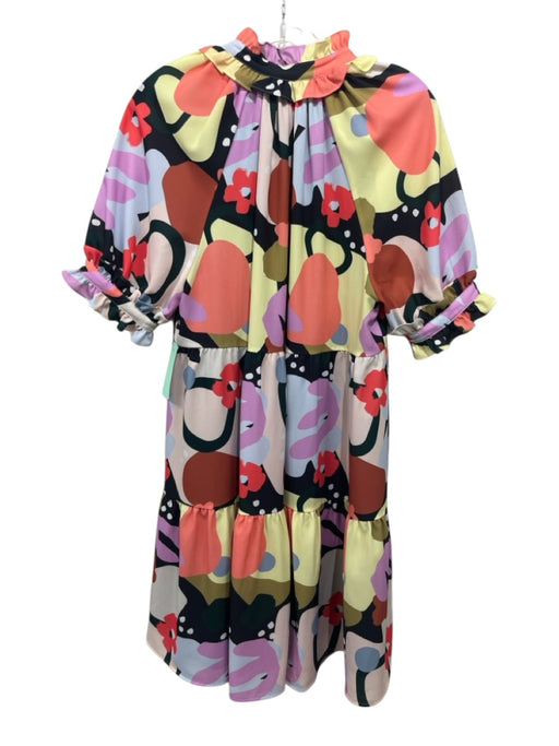 CROSBY by Mollie Burch Size Small Brown, Yellow, Purple Polyester V Neck Dress Brown, Yellow, Purple / Small