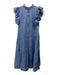 Sea New York Size 0 Light Blue Ramie Ruffle Cap Sleeve Pleated Ruffle Neck Dress Light Blue / 0