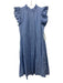 Sea New York Size 0 Light Blue Ramie Ruffle Cap Sleeve Pleated Ruffle Neck Dress Light Blue / 0