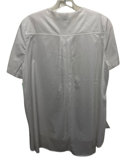 Harshman Size Small White Cotton Short Sleeve Button Front Collar Top White / Small