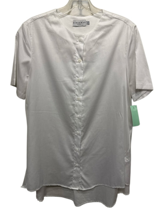Harshman Size Small White Cotton Short Sleeve Button Front Collar Top White / Small
