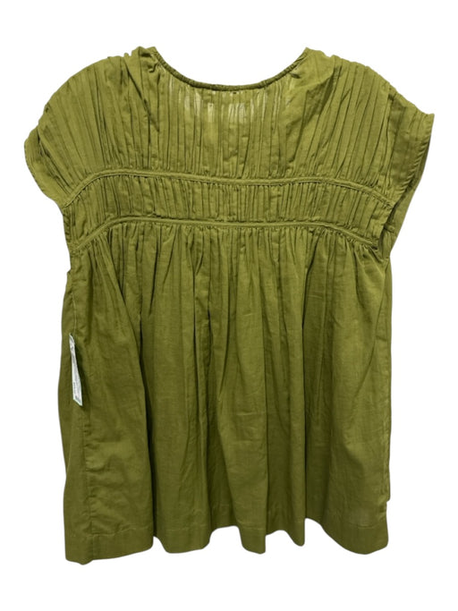 Trina Turk Size Small Olive Green Cotton Sleeveless Gathered Front Tie Top Olive Green / Small