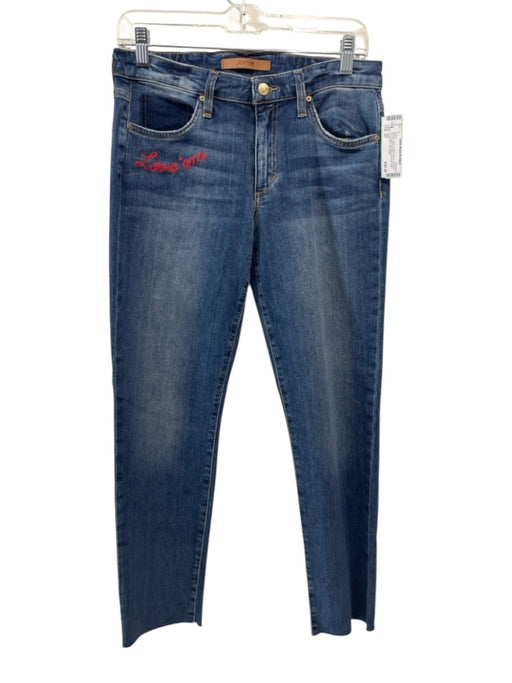 Joe's Size 27 Medium Wash Cotton Denim Mid Rise Embroidered Straight Leg Jeans Medium Wash / 27