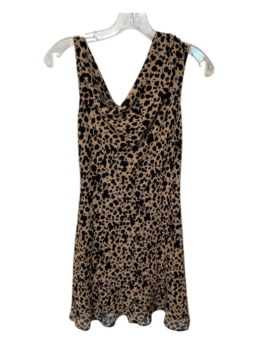 Reformation Size 8 Tan & black Viscose Sleeveless Animal Print Cowl neck Dress Tan & black / 8