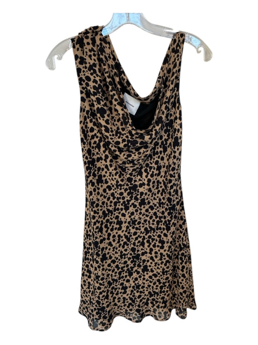 Reformation Size 8 Tan & black Viscose Sleeveless Animal Print Cowl neck Dress Tan & black / 8