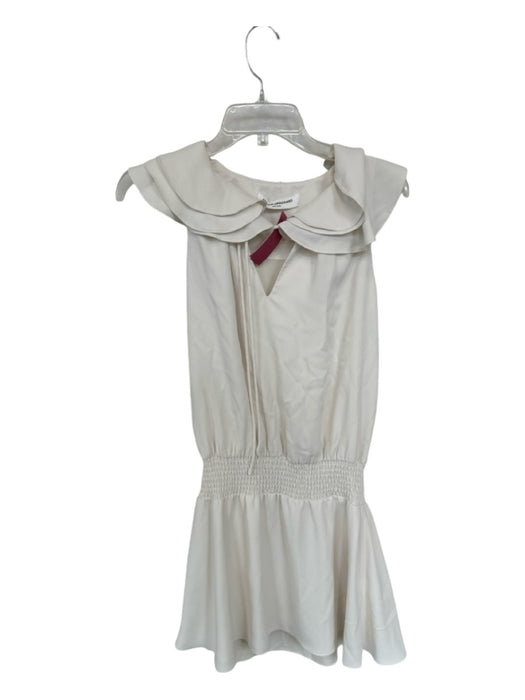 Amanda Uprichard Size S Cream Polyester Ruffle Neck Elastic Waist Dress Cream / S