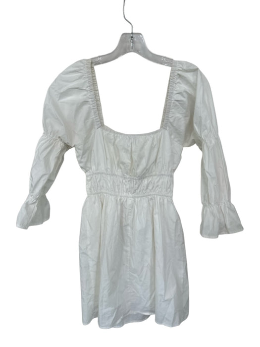 Greylin Size XS White Cotton Long Balloon Sleeve Elastic Waist Dress White / XS