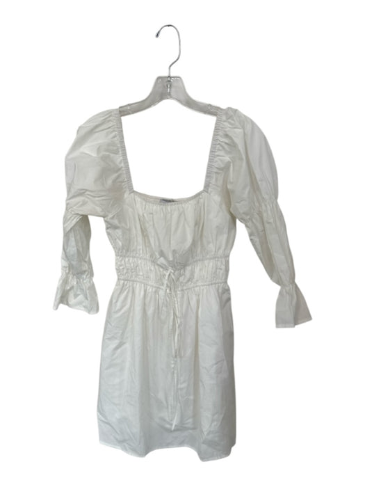 Greylin Size XS White Cotton Long Balloon Sleeve Elastic Waist Dress White / XS