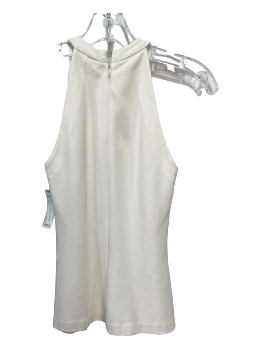 L'agence Size XS Off White Viscose Sleeveless Solid Back Zip High Round Neck Top Off White / XS