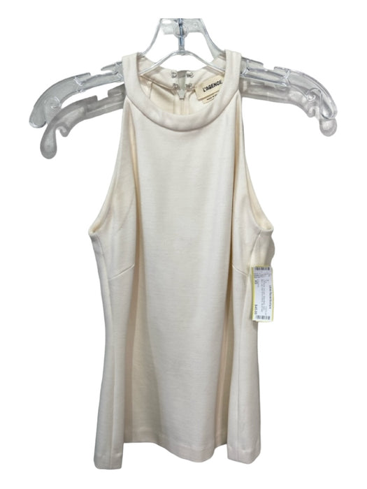 L'agence Size XS Off White Viscose Sleeveless Solid Back Zip High Round Neck Top Off White / XS