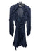 Zimmermann Size 0 Navy Blue Silk Ruffle Trim Long Sleeve Knee Length Wrap Dress Navy Blue / 0