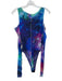 Versace Jeans Co. Size S Blue & Multi Long Sleeve Cold Shoulder Mesh Bodysuit Blue & Multi / S