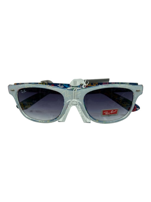 Ray Ban White & Navy Acetate Wayfarer Printed silver hardware Sunglasses White & Navy