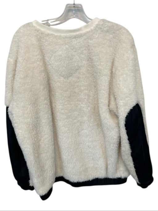 Ugg Size M Cream & Black Polyester Blend Long Sleeve Fuzzy Athletic Jacket Cream & Black / M
