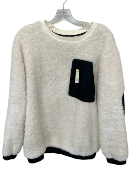 Ugg Size M Cream & Black Polyester Blend Long Sleeve Fuzzy Athletic Jacket Cream & Black / M