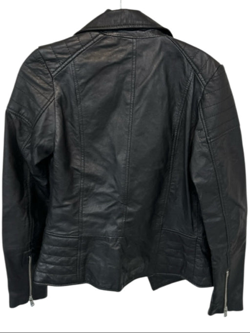 Barney's Size 10 Black & Silver Leather Full Zip Moto Jacket Black & Silver / 10