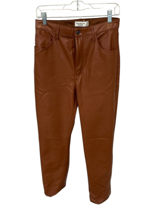 Abercrombie & Fitch Size 29 Brown Vegan Leather High Waist Straight Leg Pants Brown / 29
