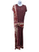 Johanna Ortiz Size 10 Burgundy, Purple, & White Viscose Drop Shoulder Dress Burgundy, Purple, & White / 10