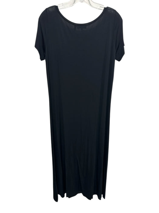 Theory Size L Black Viscose Blend slinky Short Sleeve Round Neck Maxi Dress Black / L