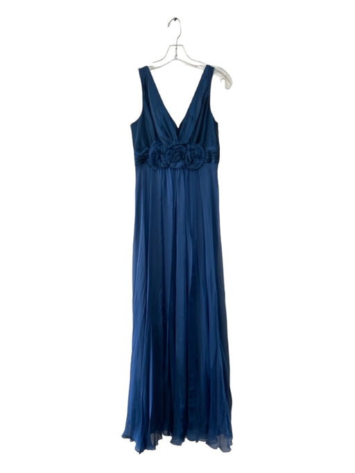 Rickie Freeman for Teri Jon Size 8 Midnight blue Silk Sleeveless Pleated Gown Midnight blue / 8