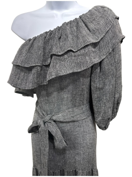 Lisa Marie Fernandez Size 3 Black & White Linen & Polyamide One Shoulder Dress Black & White / 3