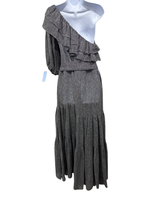 Lisa Marie Fernandez Size 3 Black & White Linen & Polyamide One Shoulder Dress Black & White / 3