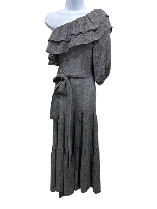 Lisa Marie Fernandez Size 3 Black & White Linen & Polyamide One Shoulder Dress Black & White / 3