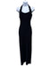 Yaitte Size Medium Black Viscose & Polyester Rib Knit Halter Back Slit Dress Black / Medium