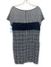 St. John Size 10 Navy & white Rayon & Wool Short Sleeve Houndstooth Tweed Dress Navy & white / 10