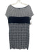 St. John Size 10 Navy & white Rayon & Wool Short Sleeve Houndstooth Tweed Dress Navy & white / 10