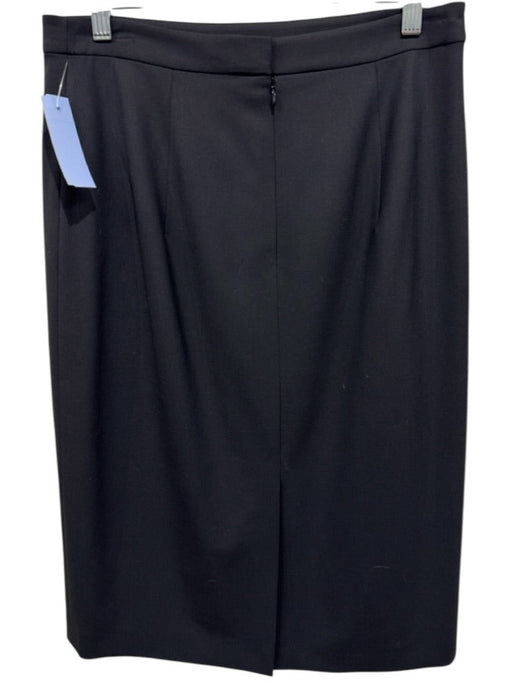Theory Size 10 Black Wool Back Zip Darted Pencil Skirt Black / 10