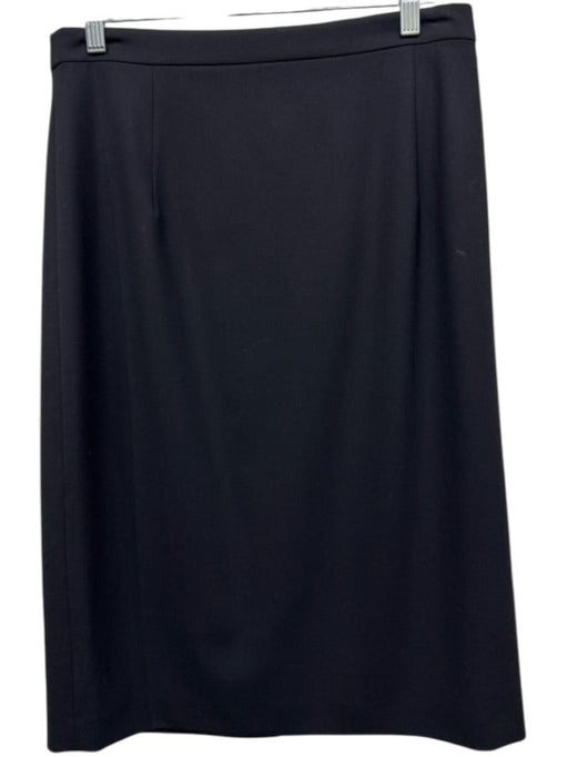 Theory Size 10 Black Wool Back Zip Darted Pencil Skirt Black / 10