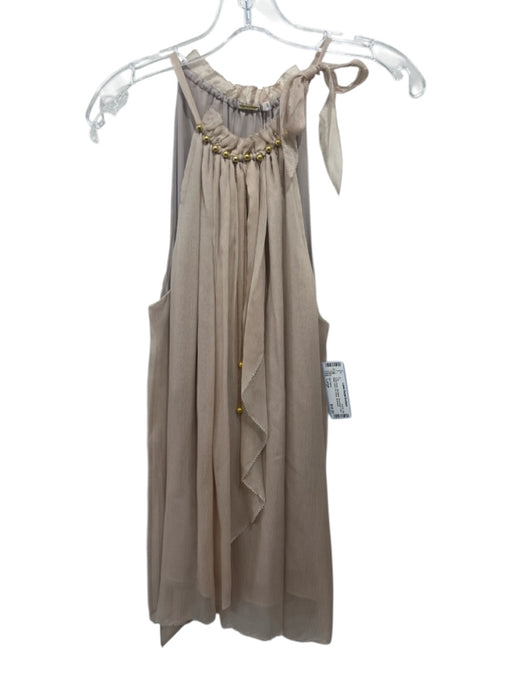 Elie Tahari Size Large Dusty Rose Silk Blend Sleeveless Gold Bead Neck Tie Top Dusty Rose / Large