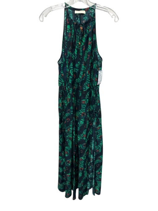 Ulla Johnson Green, Navy & Multi Print Cotton & Viscose Sleeveless Tie Dye Dress Green, Navy & Multi Print
