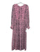 Rixo Size L Pink & Black Silk Animal Print Round Neck Long Sleeve Maxi Dress Pink & Black / L